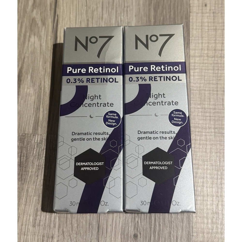 No7 Pure Retinol 0.3% Night Concentrate Face Treatment 2 Pack 30 ml